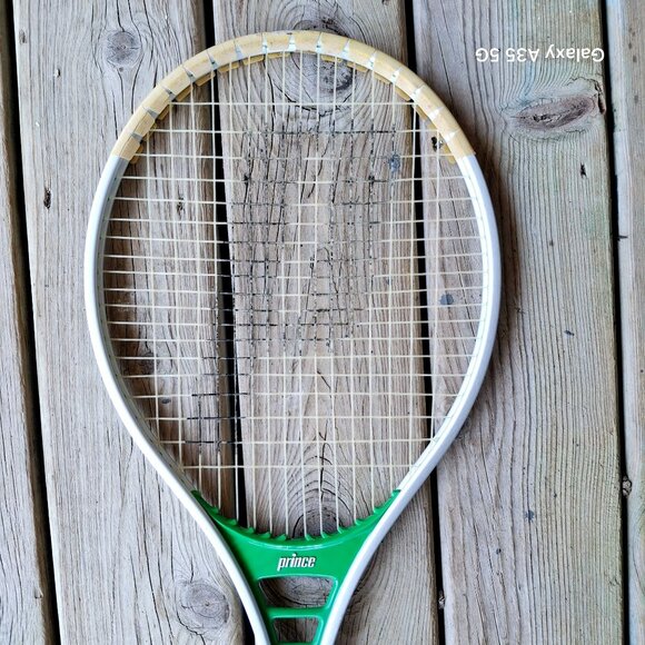 Prince Classic Tennis Racket Aluminum Frame Vintage 4 1/4 Grip Green & White - Picture 5 of 7